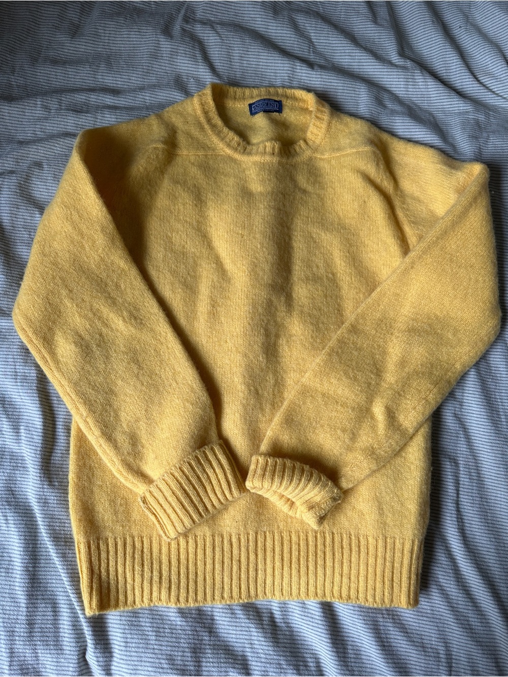 Lands' End Yellow Shetland Wool Crewneck Sweater